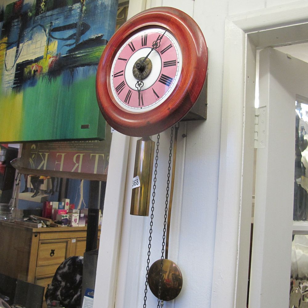 Lot 368: antique German black forest postman post office clock