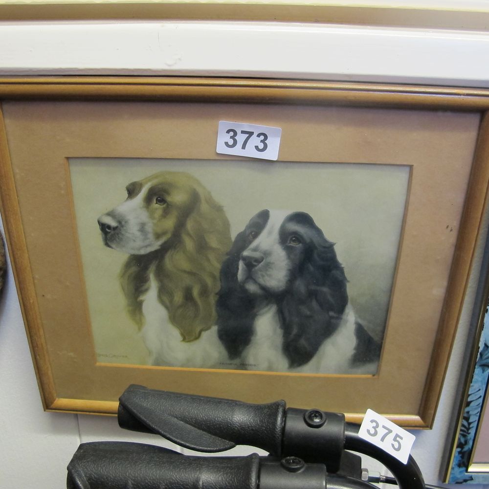 Lot 373: framed and glazed picture of dogs