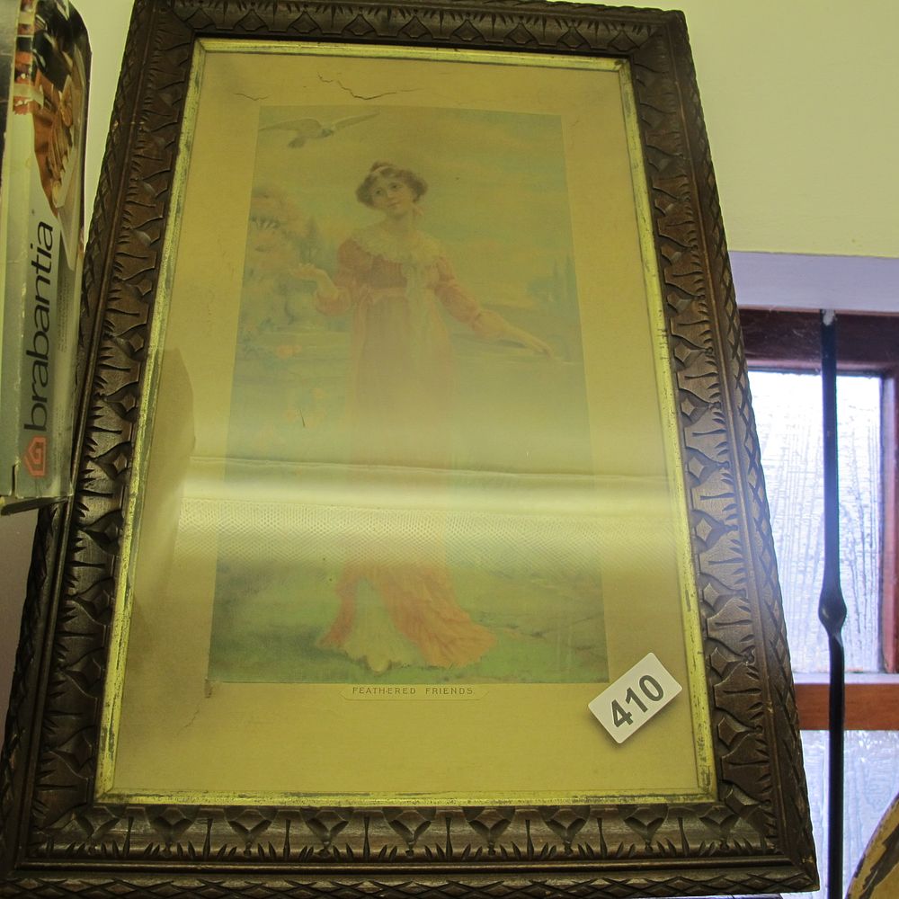 Lot 410: vintage frame and glazed picture