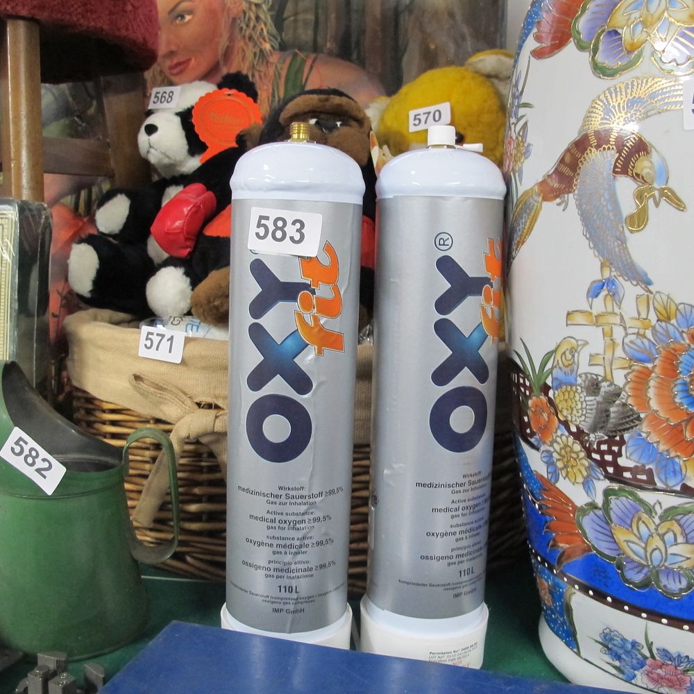 Lot 583: 2 tubes of medical oxygen