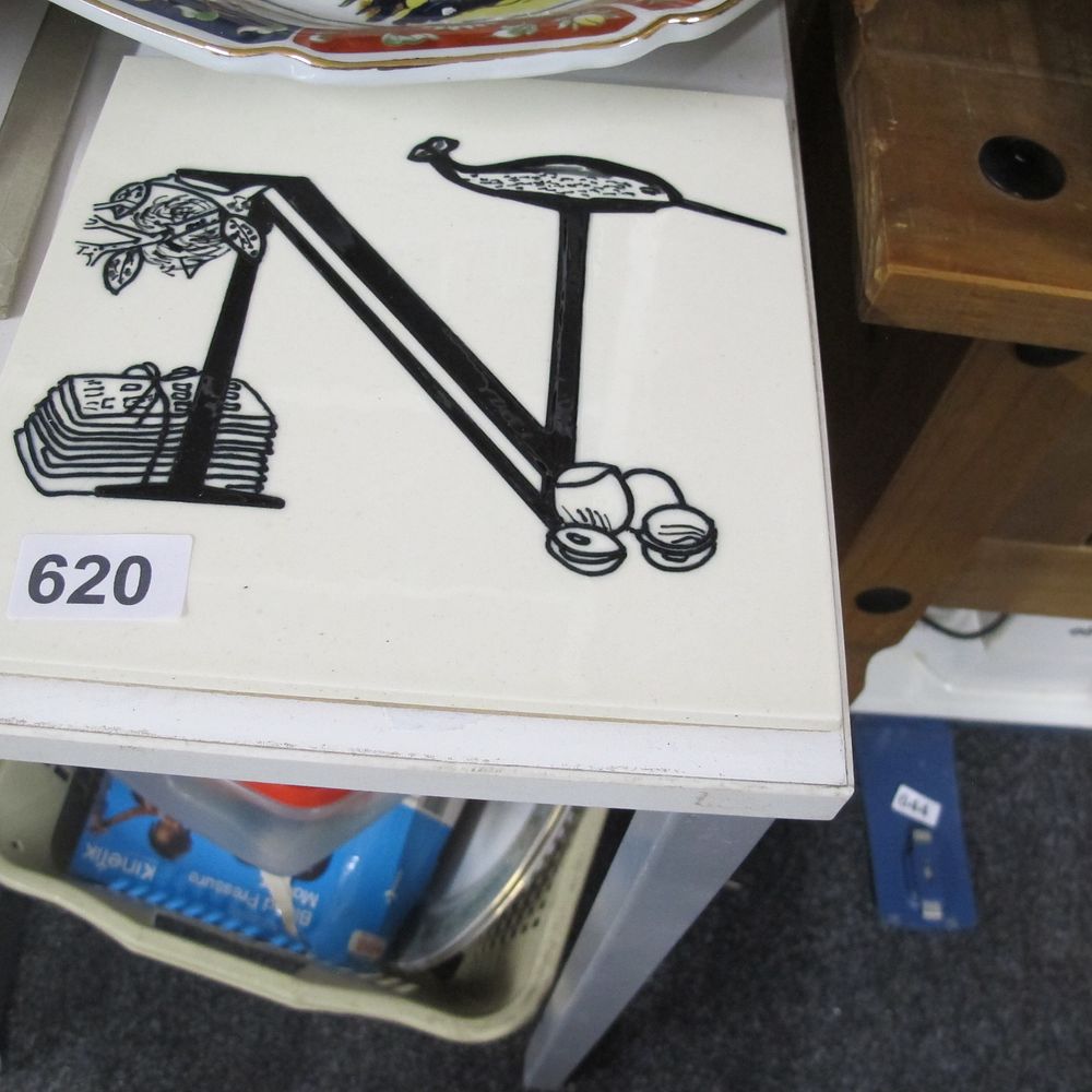 Lot 620: Tile with letter N on