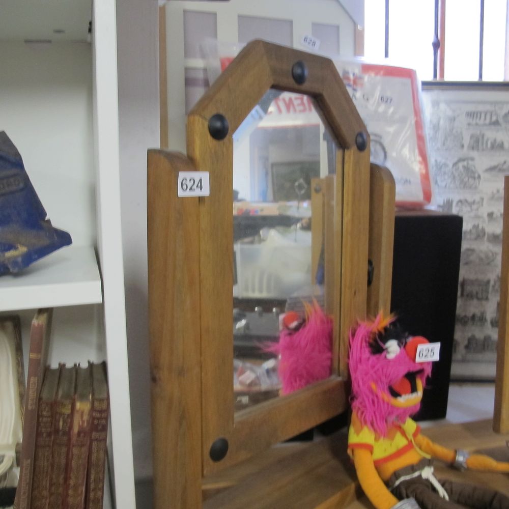 Lot 624: wooden vanity mirror