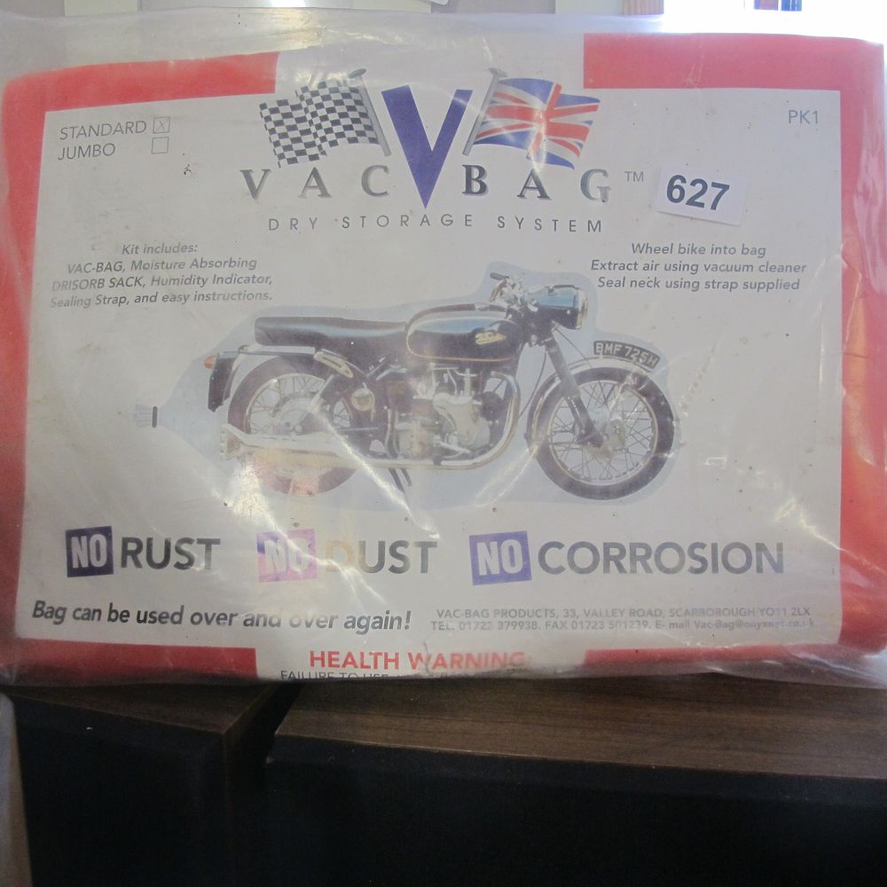 Lot 627: motorcycle vac bag dry storage system