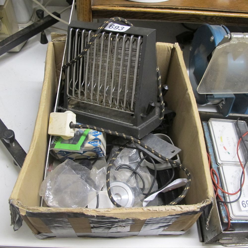 Lot 693: box of misc electrical