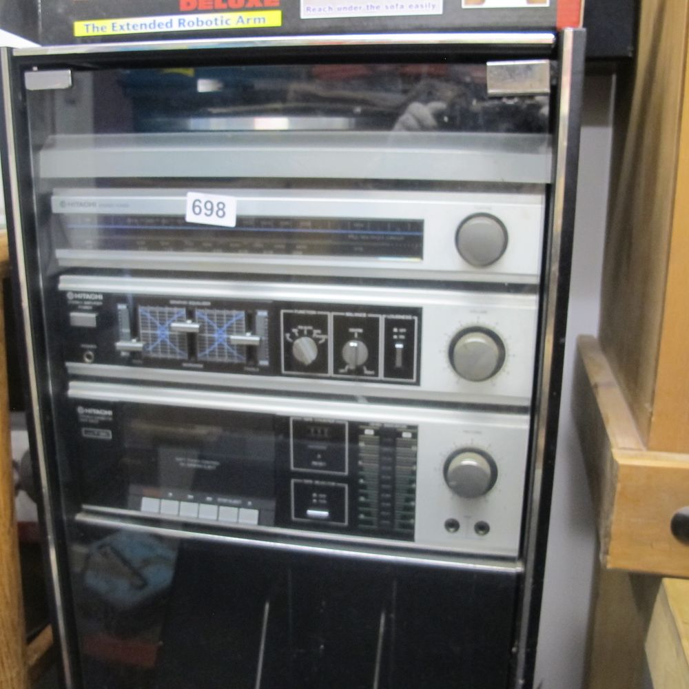 Lot 698: Hitachi hifi system in cabinet