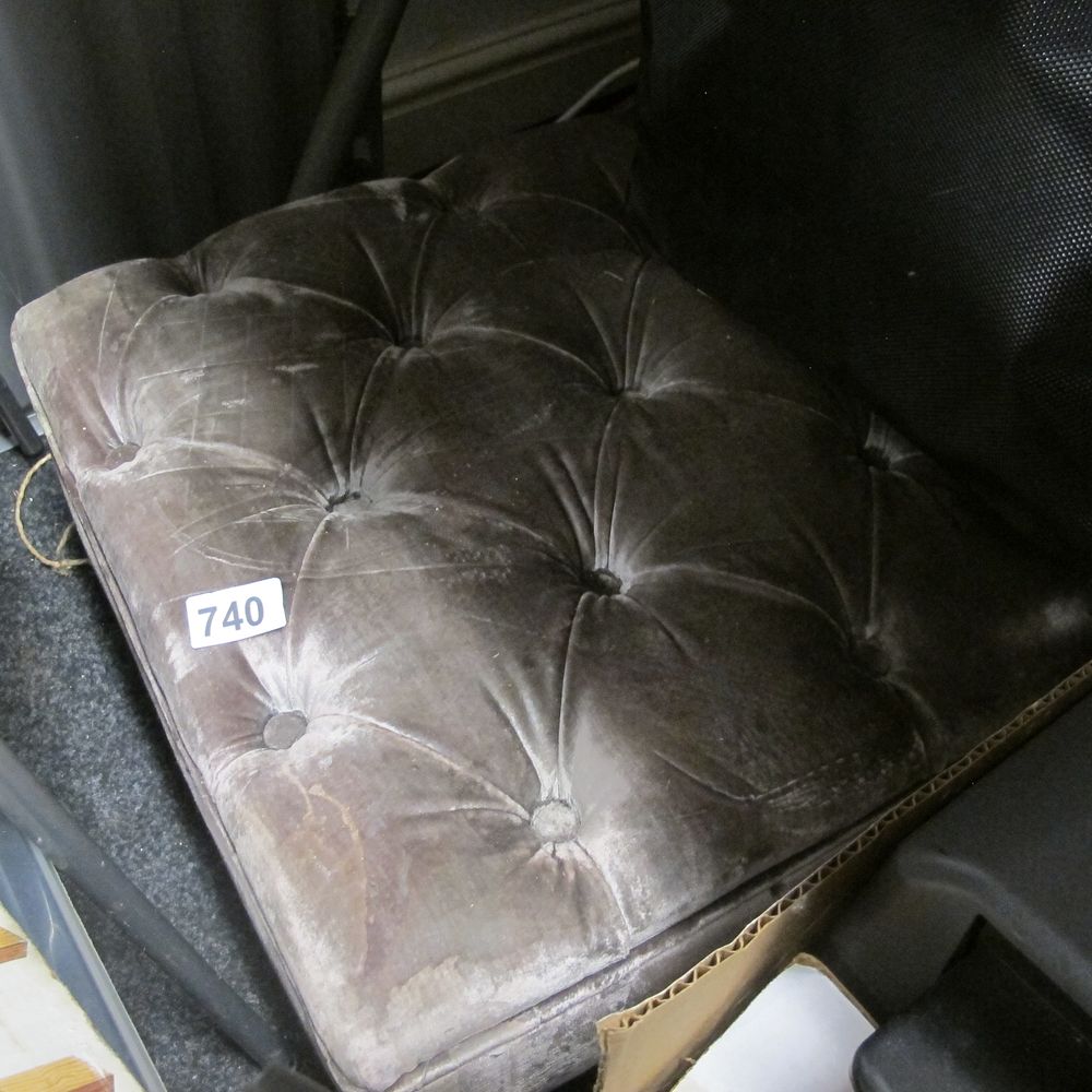 Lot 740: silver velvet foot stool