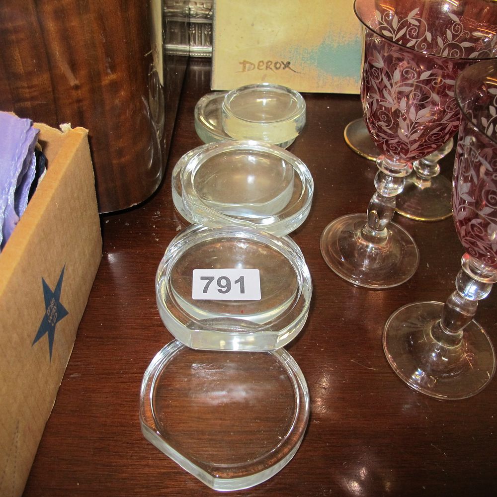 Lot 791: glass coasters