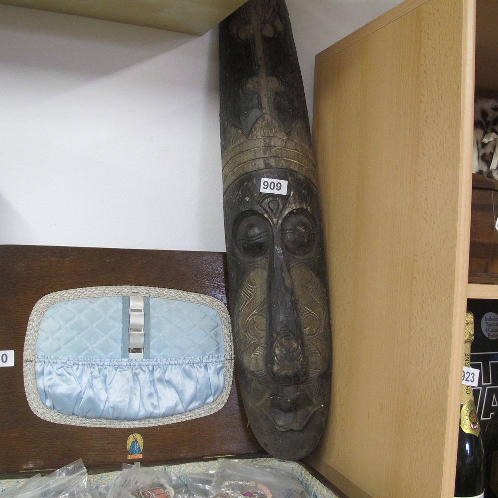 Lot 909: vintage carved wooden African mask