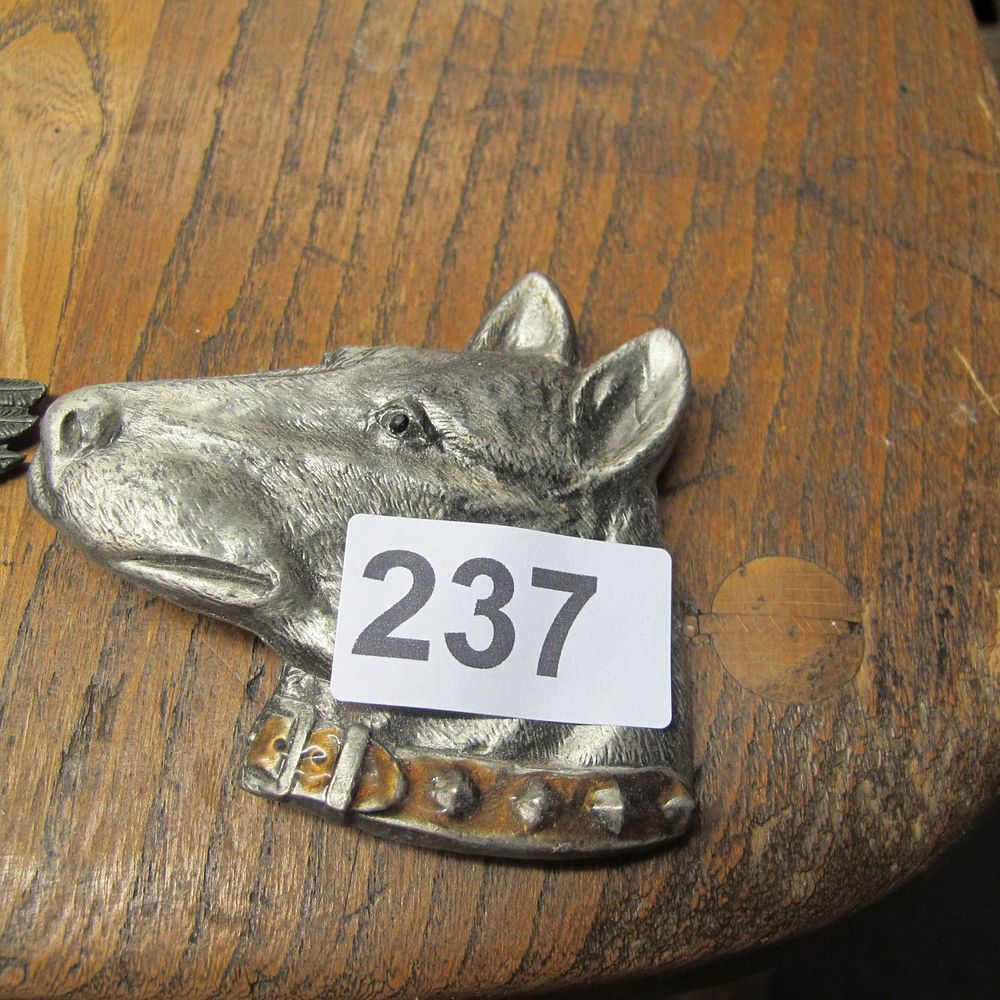Lot 237: English Bull Terrier metal belt buckle