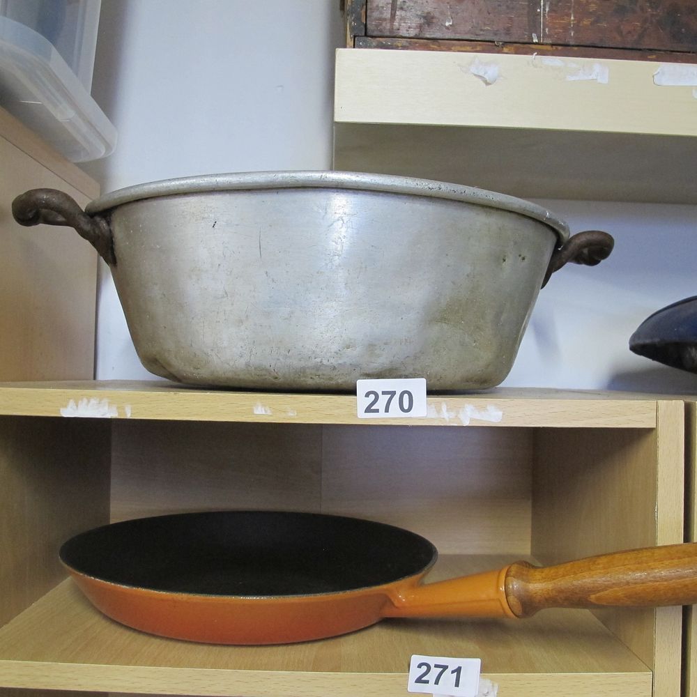 Lot 270: vintage galvanised pan