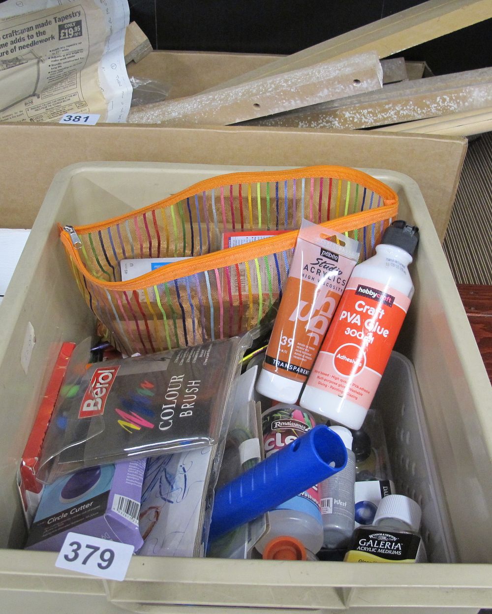 Lot 379: tub of craft items 
