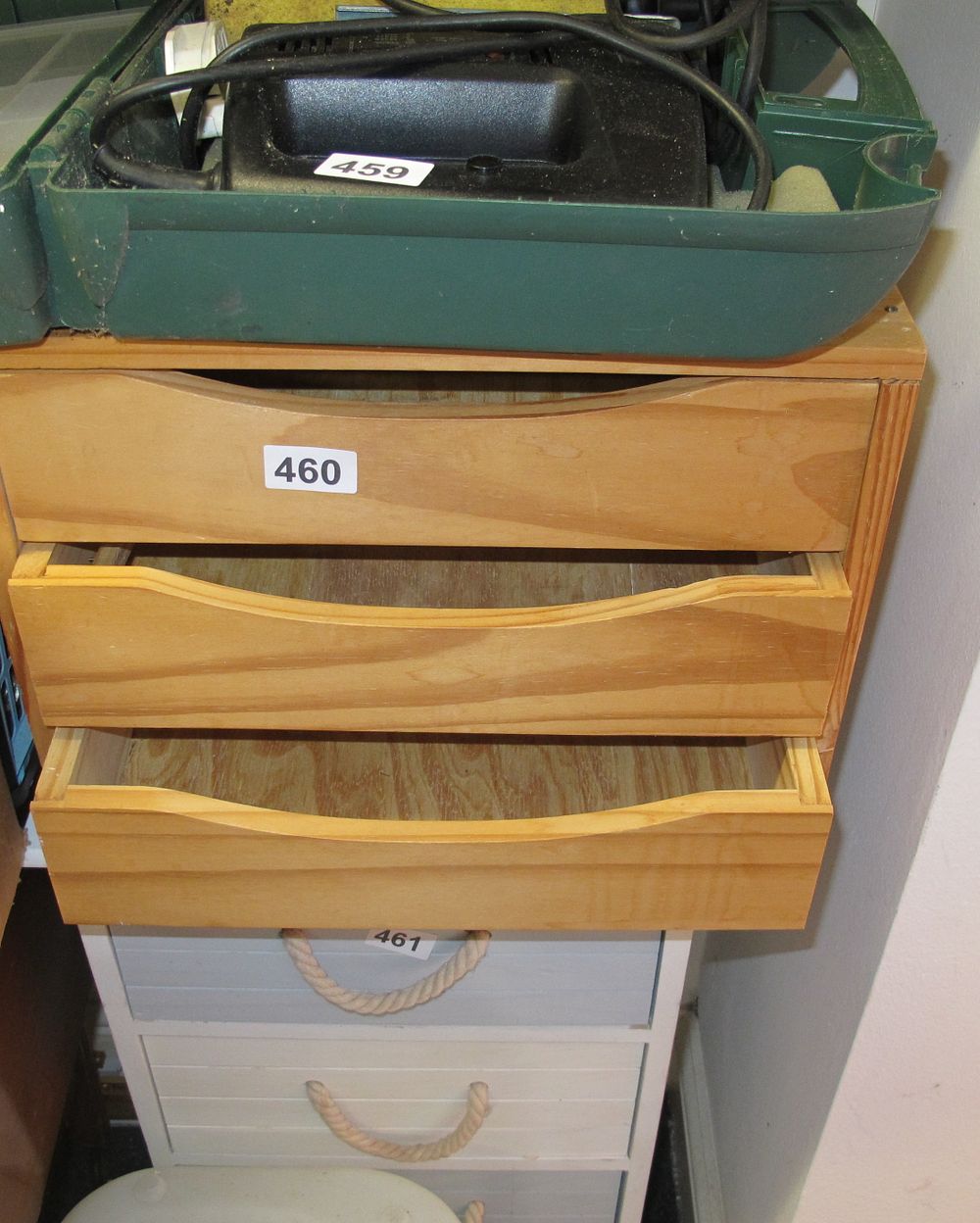 Lot 460: wooden storage drawers