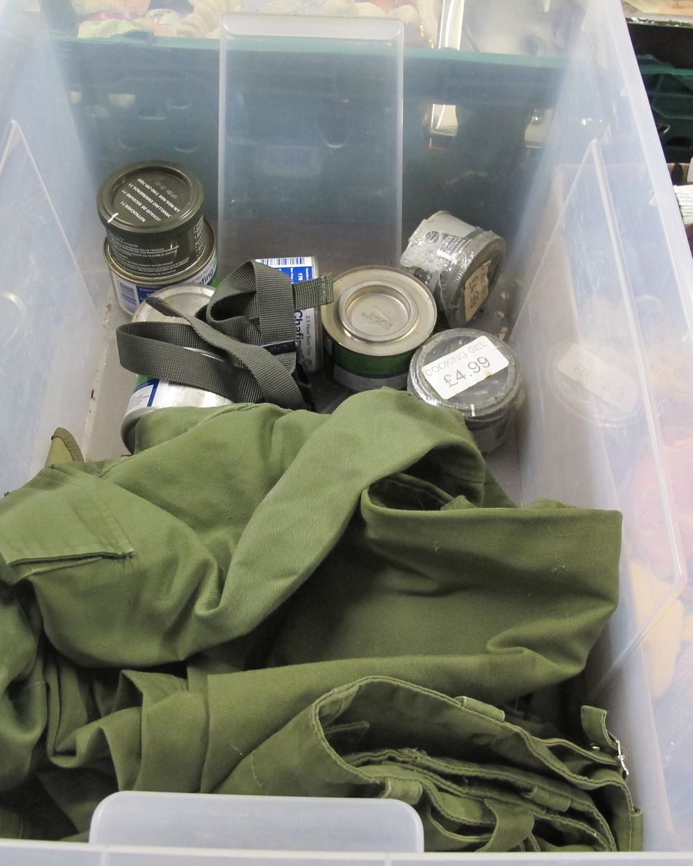 Lot 560: box of misc camping and military