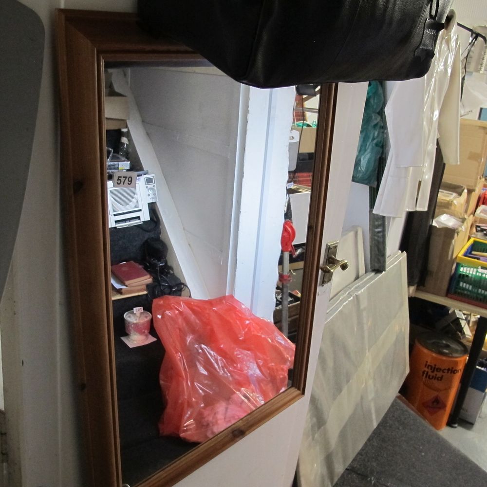 Lot 579: wood framed mirror