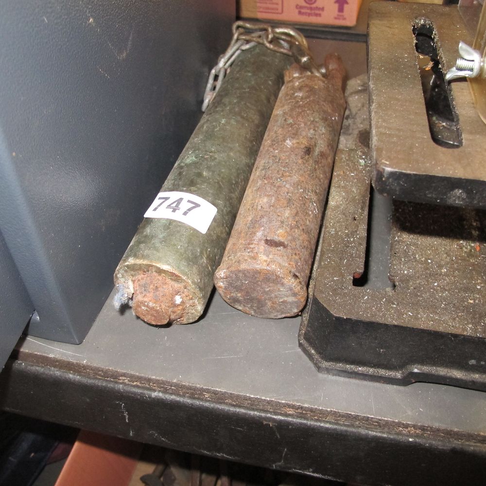 Lot 747: grandfather clock weights