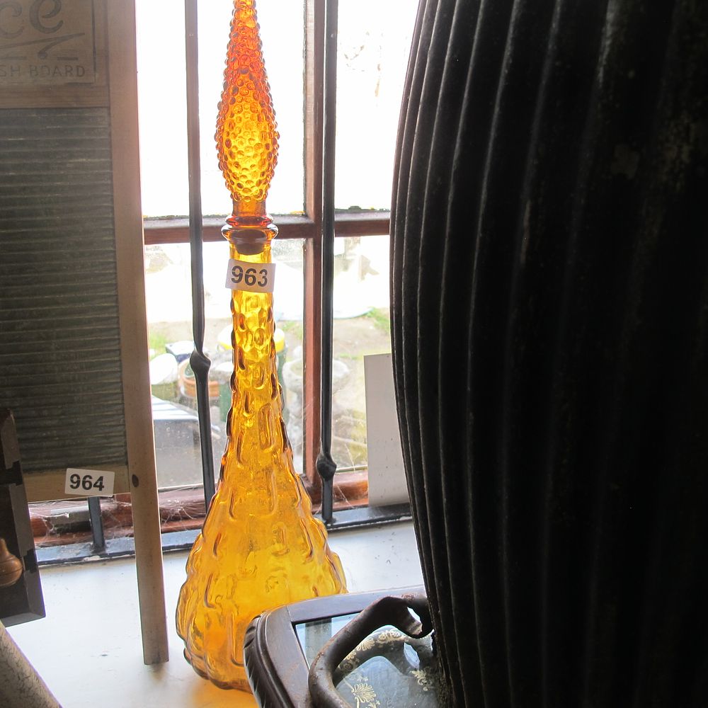 Lot 963: Large amber glass stoppered bottle