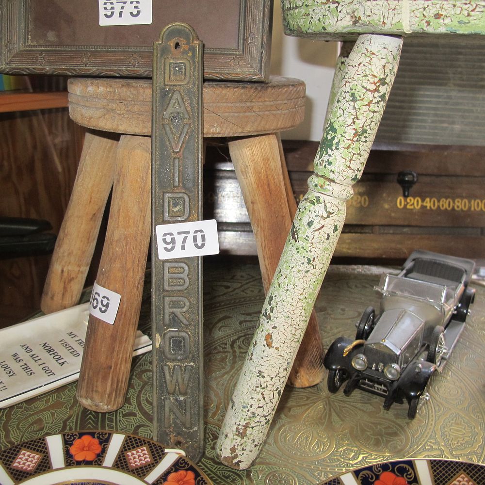 Lot 970: Metal "David Brown" nameplate