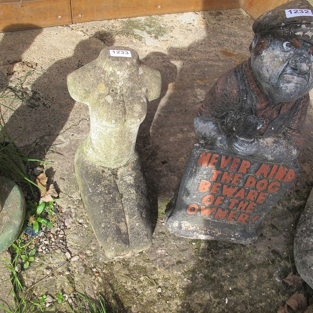 Lot 1233: Dismembered female torso garden ornament, perfect for serial...