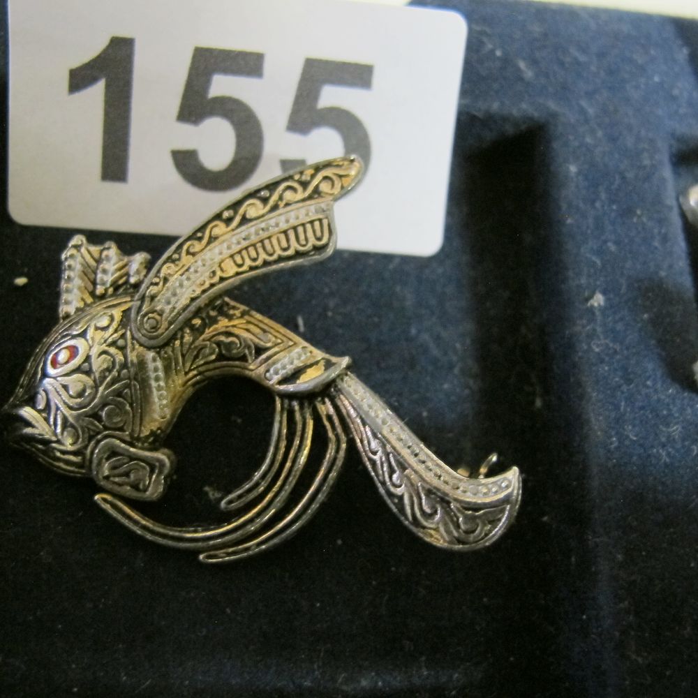 Lot 155: Chinese white metal koi