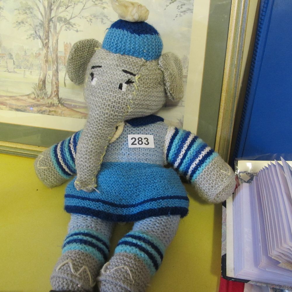 Lot 283: Knitted elephant fishing companion