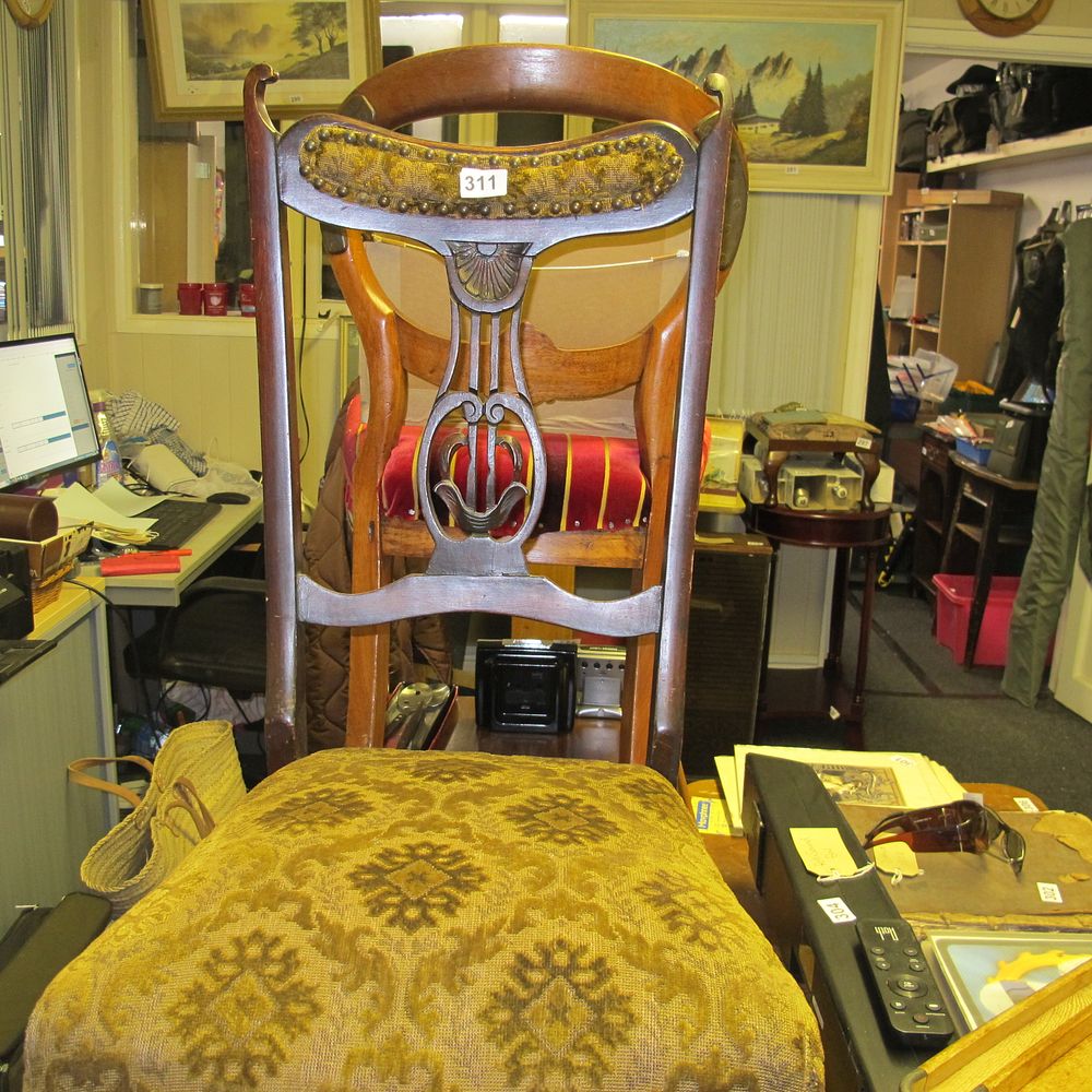Lot 311: Antique upholstered chair