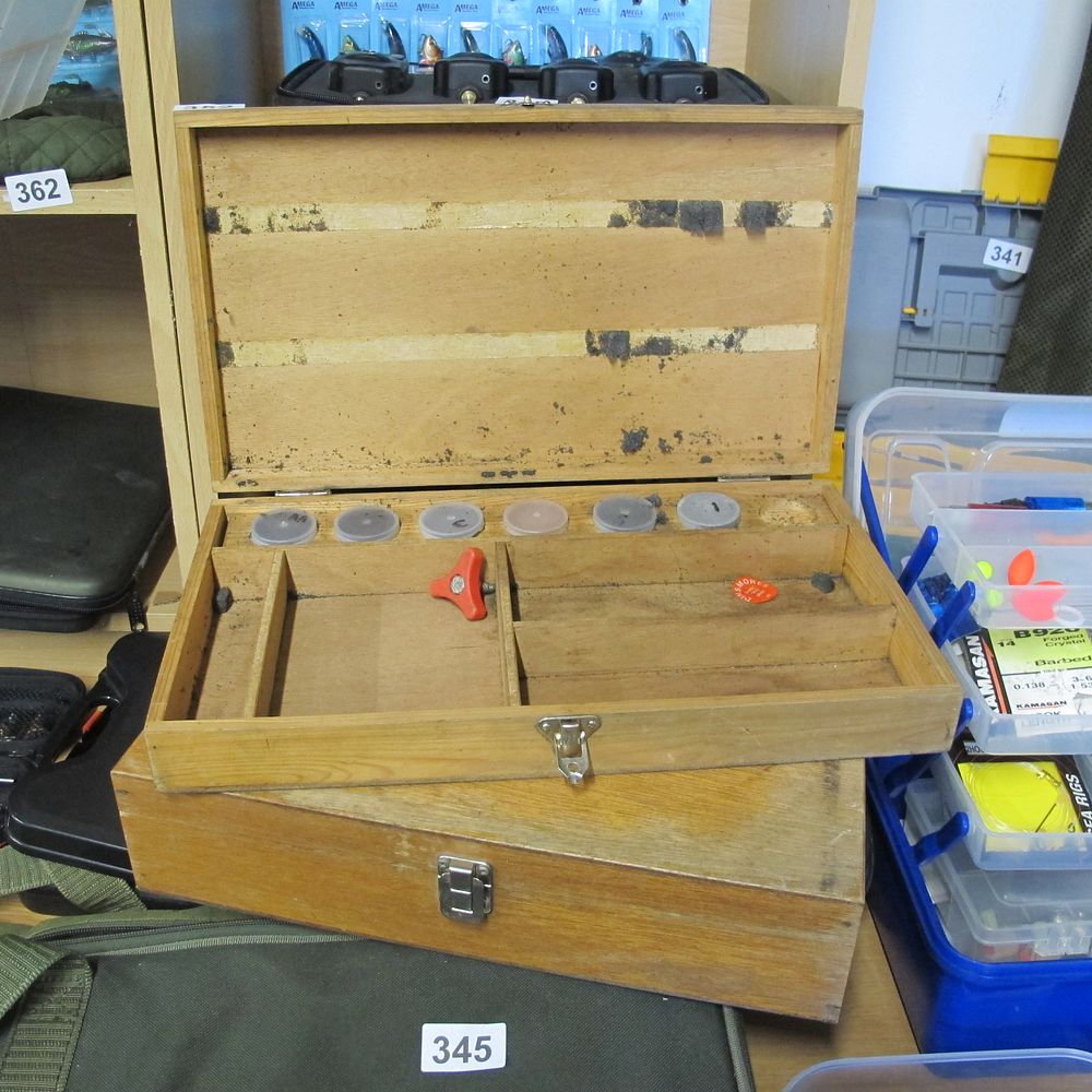 Lot 352: two vintage wooden fishing tackle boxes