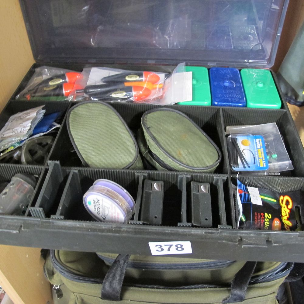 Lot 378: plastic case full of fishing accessories