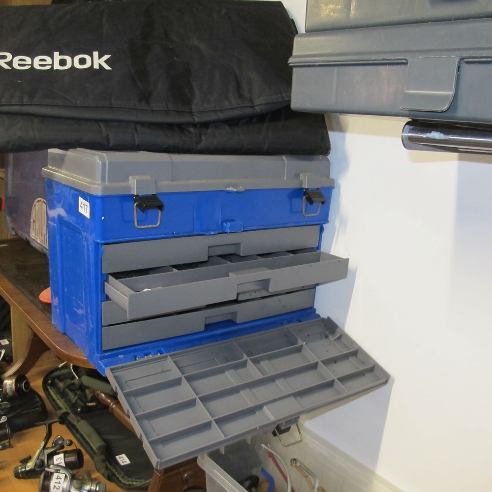 Lot 417: fishing tackle box with various floats etc