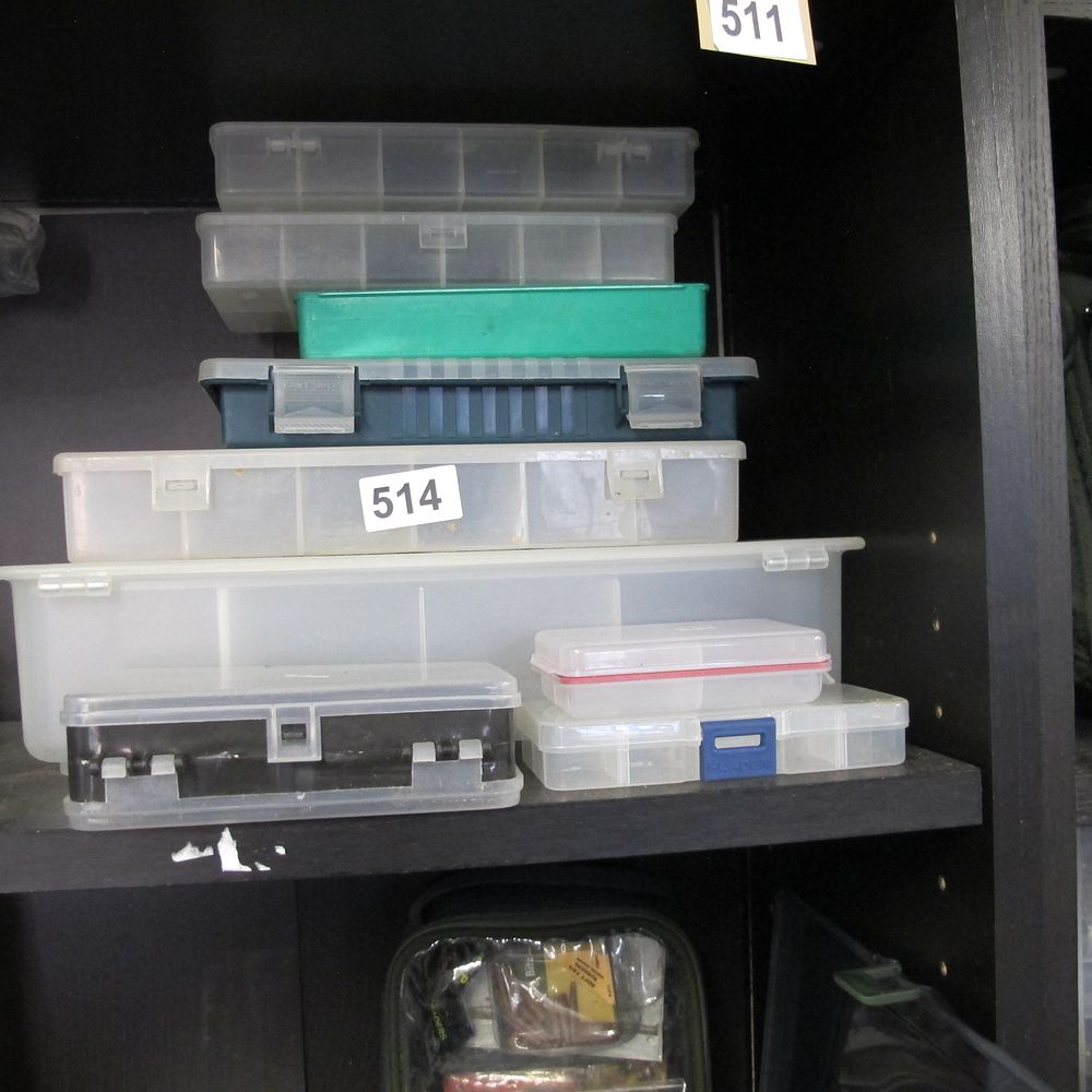 Lot 514: various tackle storage boxes