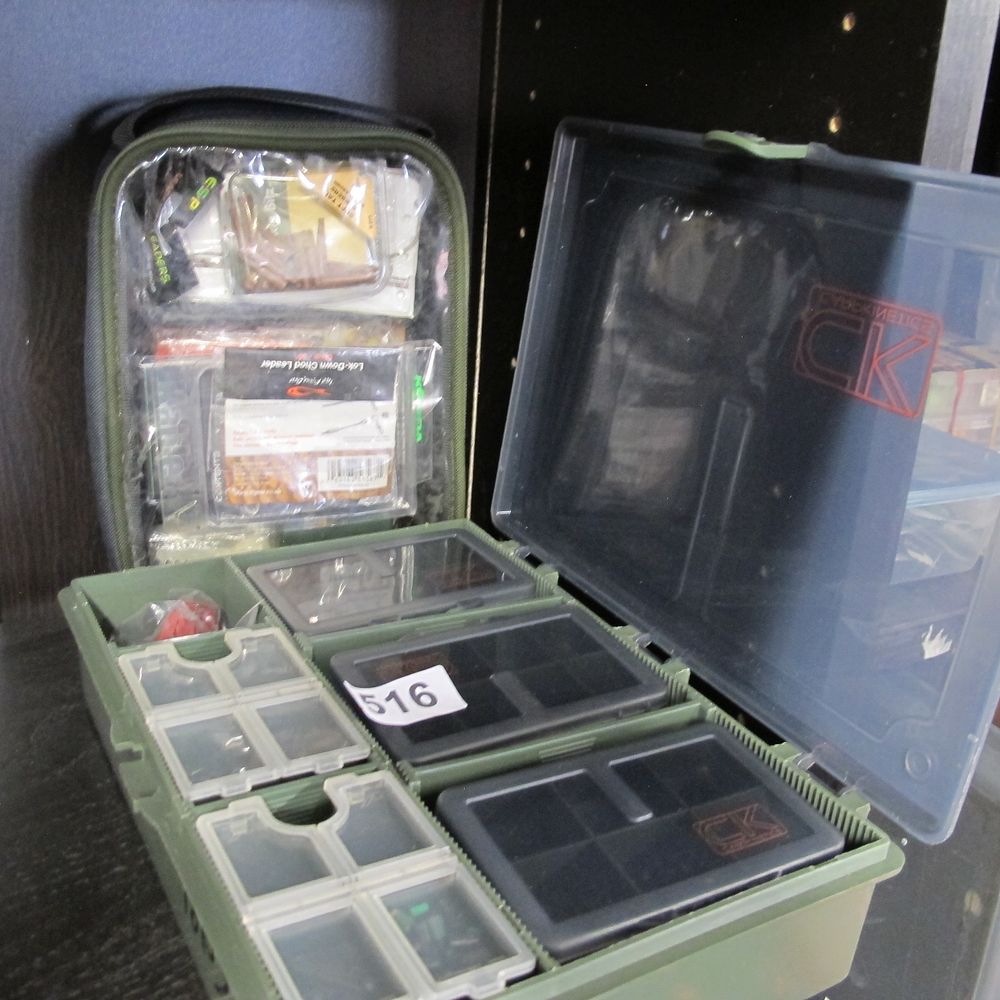 Lot 516: carp konetics fishing tackle box and bag plus...