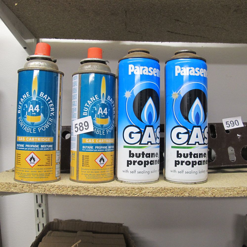 Lot 589: Butane gas canisters