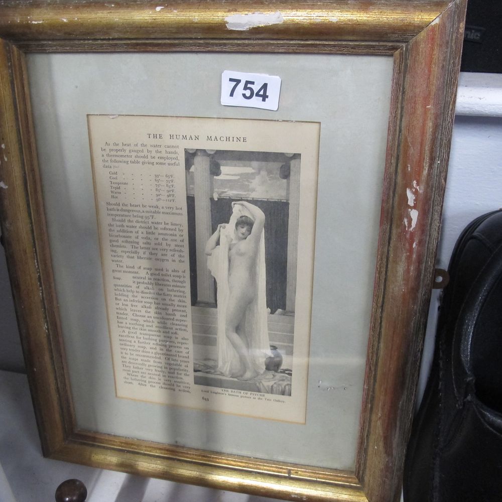 Lot 754: Framed and glazed vintage book plate dirty picture