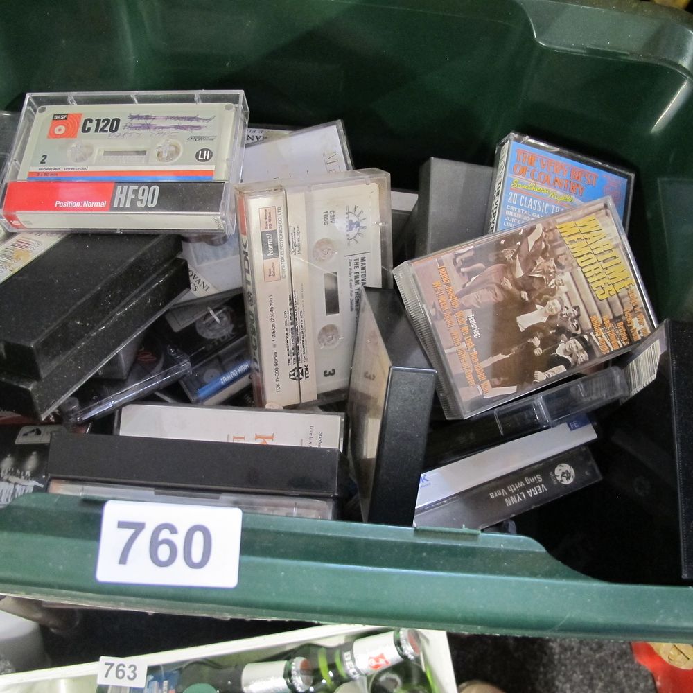 Lot 760: A box of cassette tapes