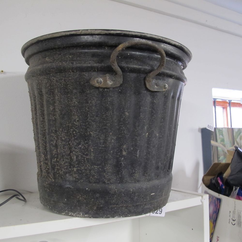Lot 829: Metal ash bucket or tub for keeping your...