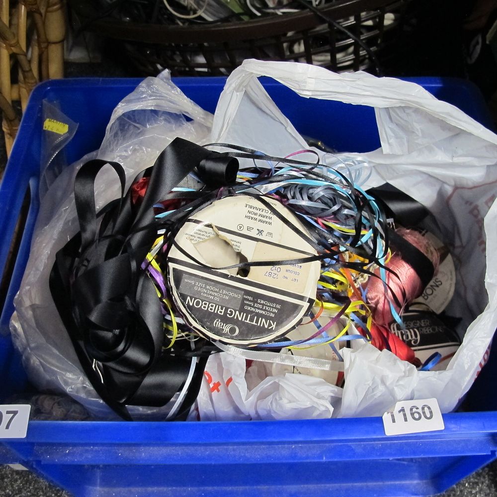 Lot 897: A tub if craft ribbons etc