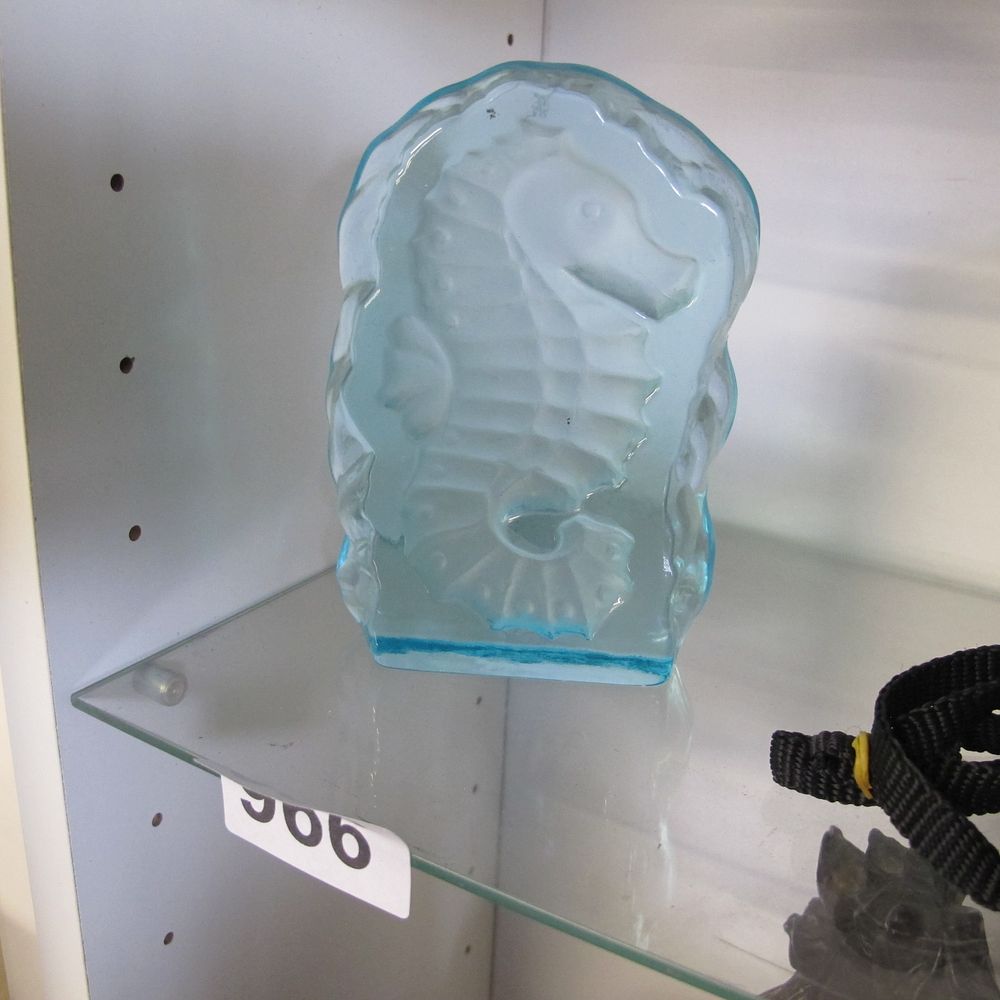 Lot 966: A glass seahorse ornament