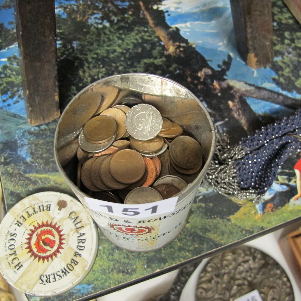 Lot 151: Collection of Coins in a Vintage Butter Scotch...