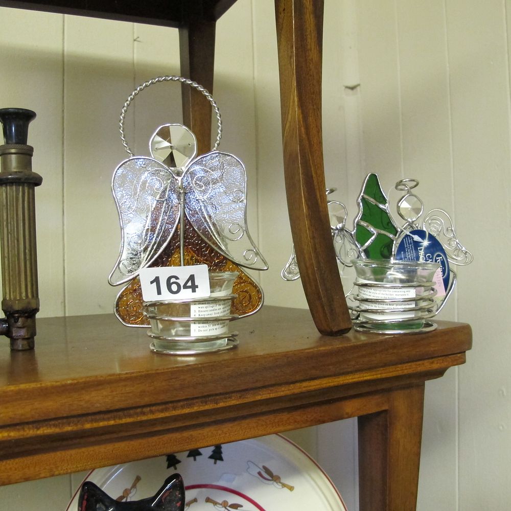 Lot 164: Stained Glass Angel Candle Holders