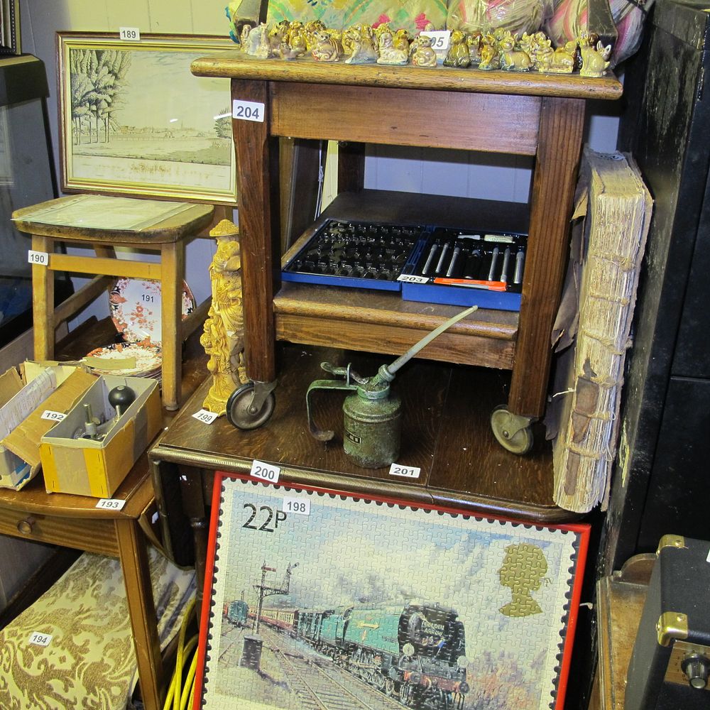 Lot 204: Dark Brown Wooden Two-Tiered Rolling Cart
