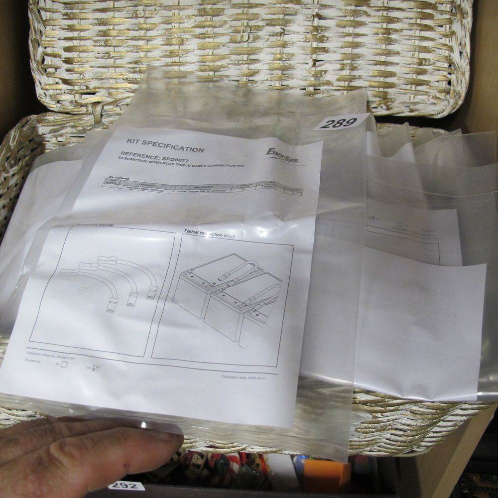 Lot 289: A job lot of EnerSys Inter-Bloc Triple Cable...