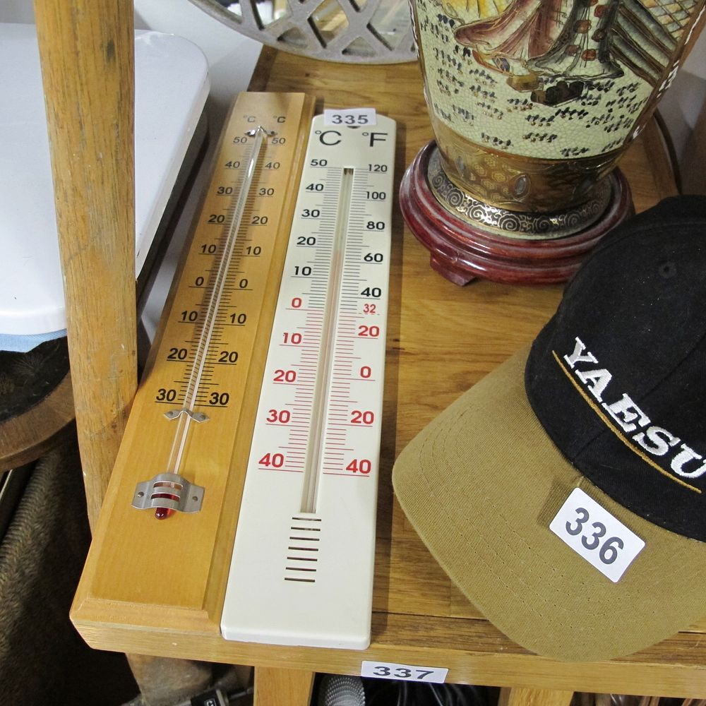 Lot 335: Pair of Mounted Wall Thermometers