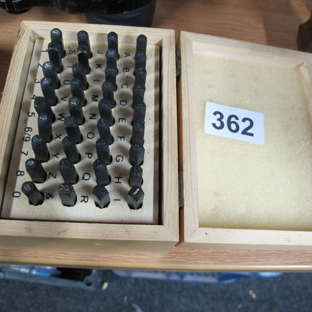 Lot 362: Set of Metal Letter and Number Stamps in...
