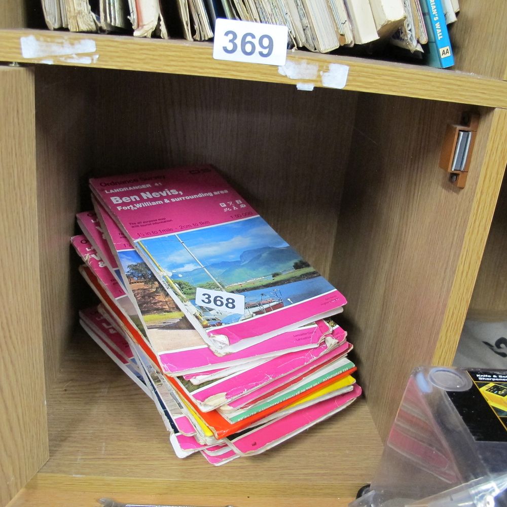 Lot 368: Collection of Ordnance Survey Landranger Maps with Shelf