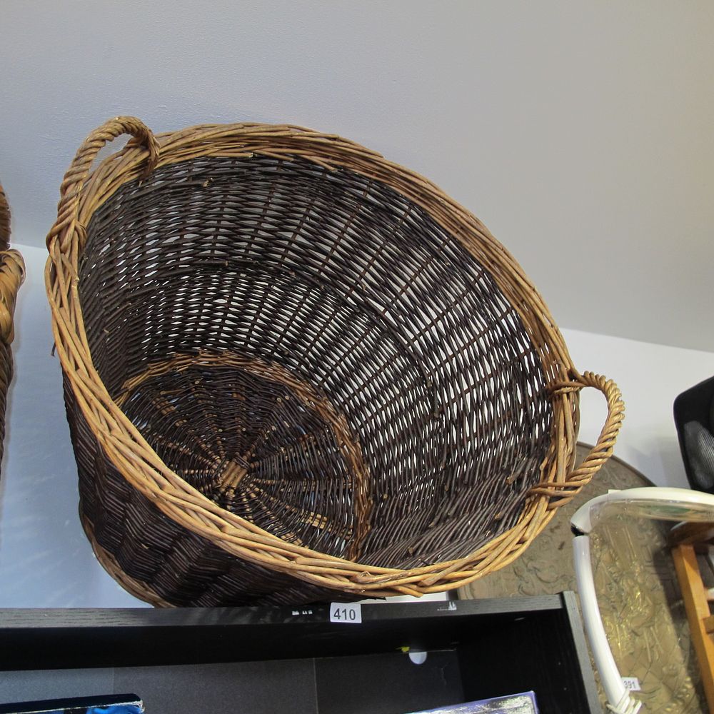 Lot 410: Large Woven Storage Basket with Looped Handles