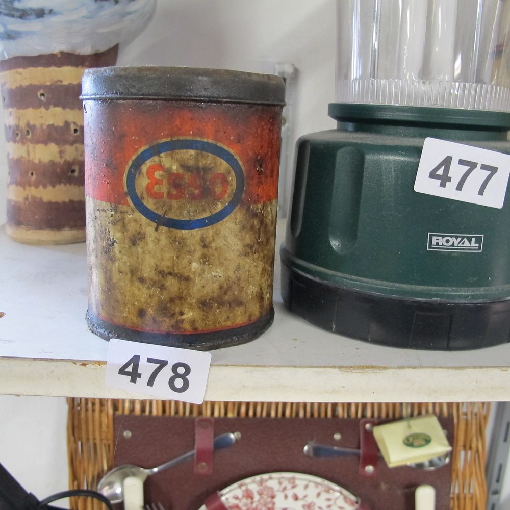 Lot 478: Worn Cylindrical Metal Storage Tin