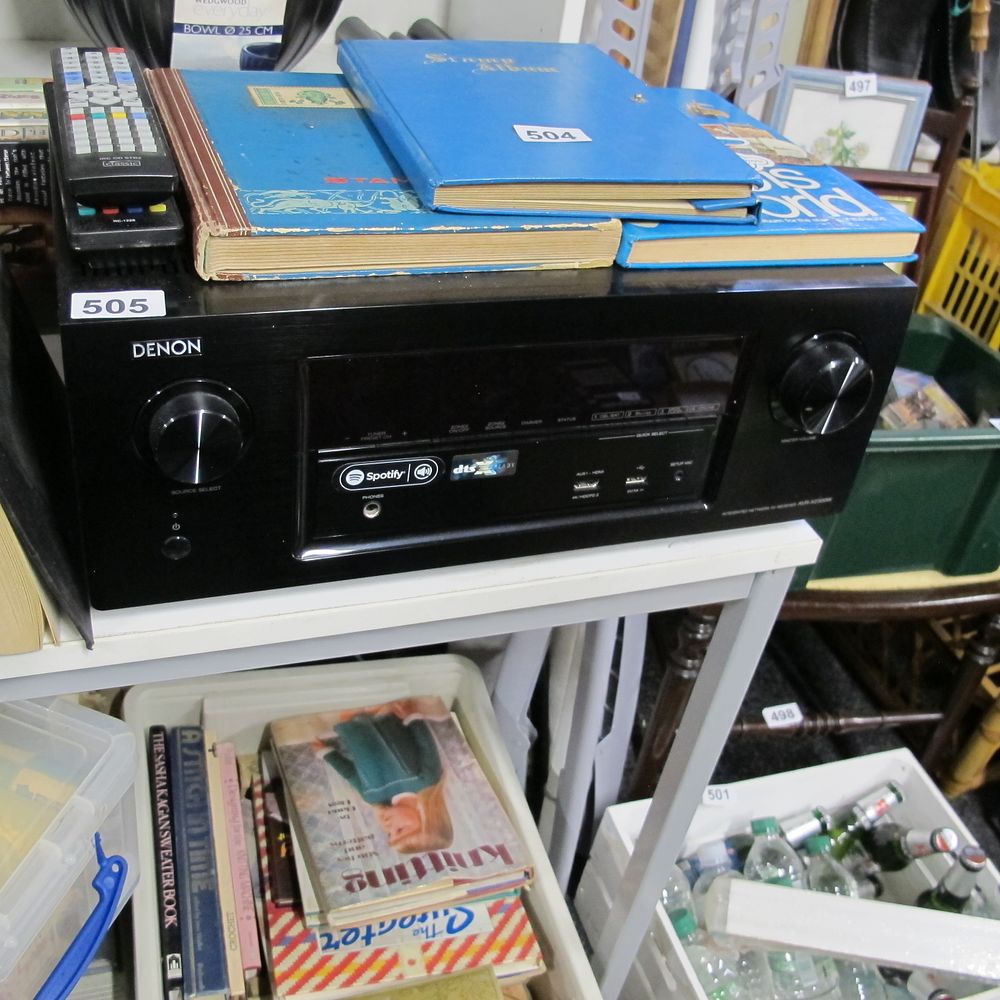 Lot 505: Black Denon Stereo Receiver with Remote Controls