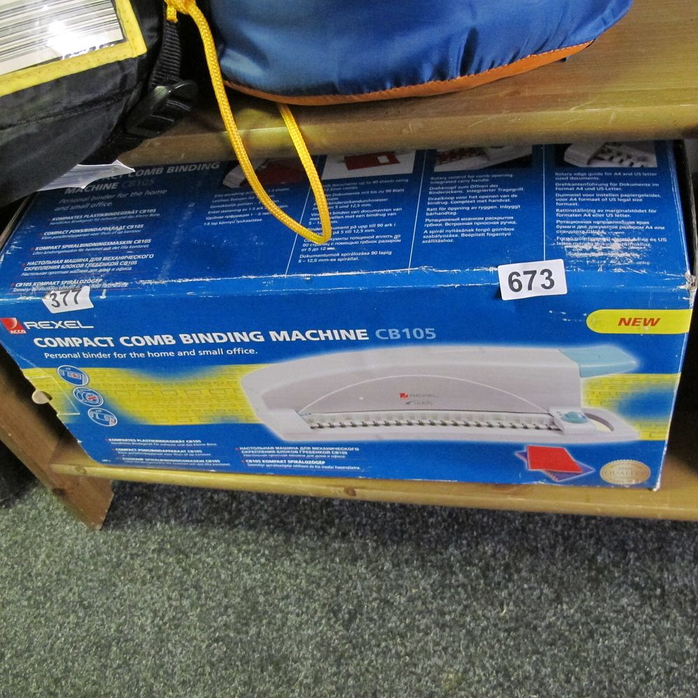 Lot 673: New Boxed Rexel Compact Comb Binding Machine CB105
