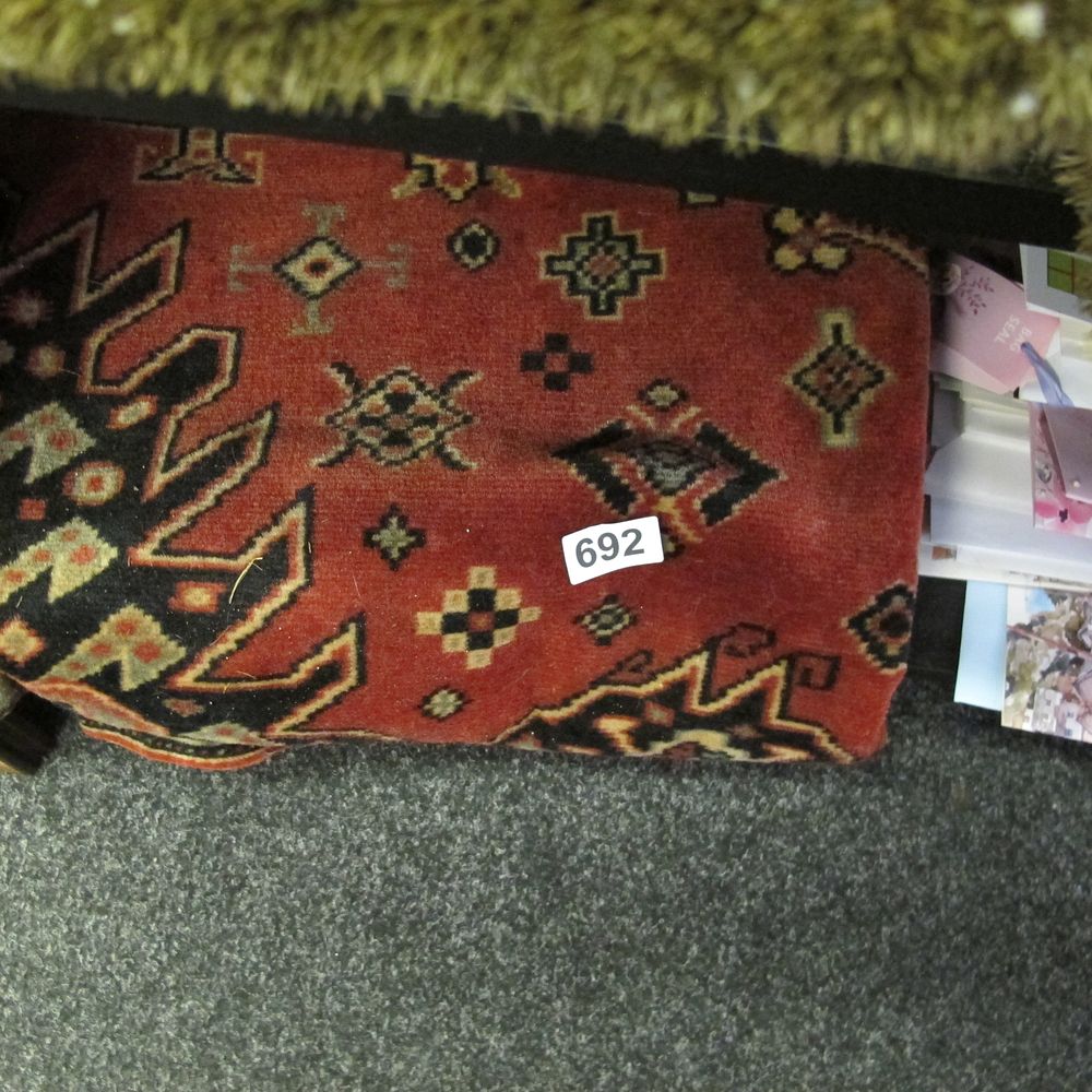 Lot 692: Reddish-Brown Woven Textile with Geometric Pattern