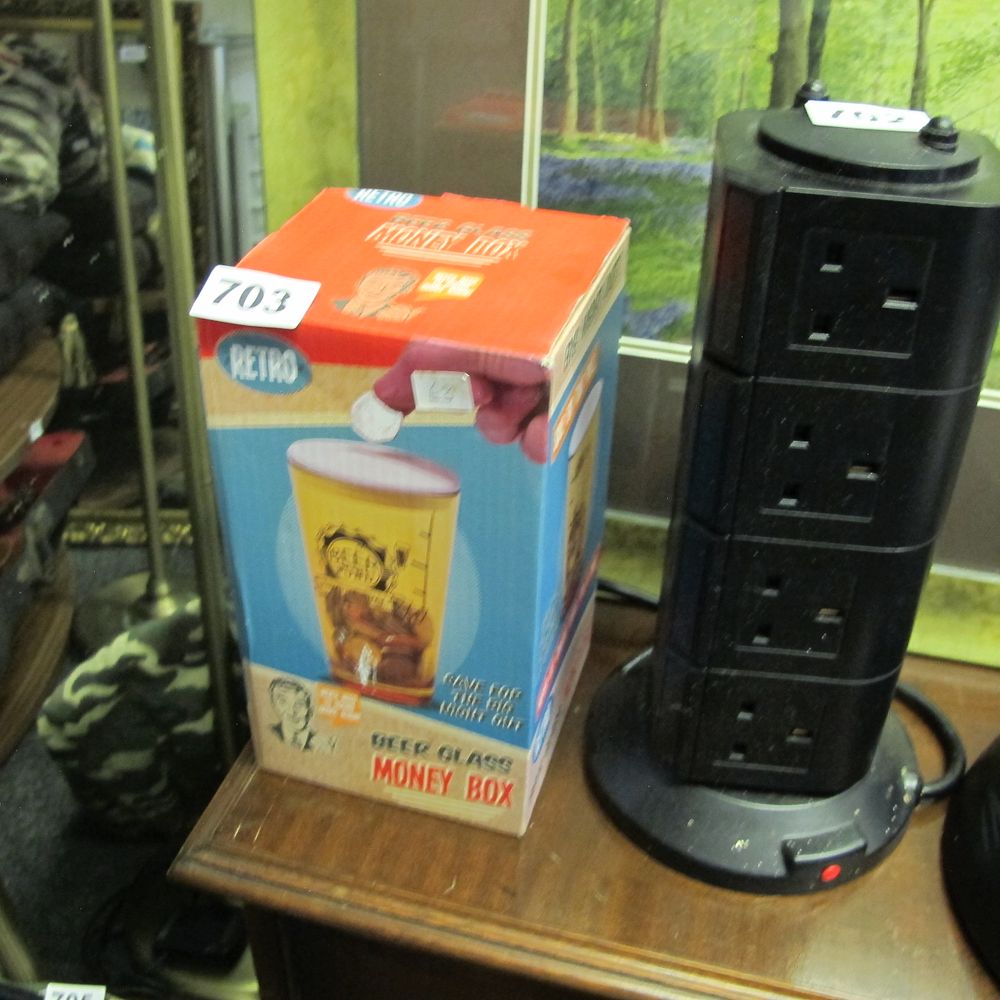 Lot 703: New Unopened Retro Beer Glass Money Box