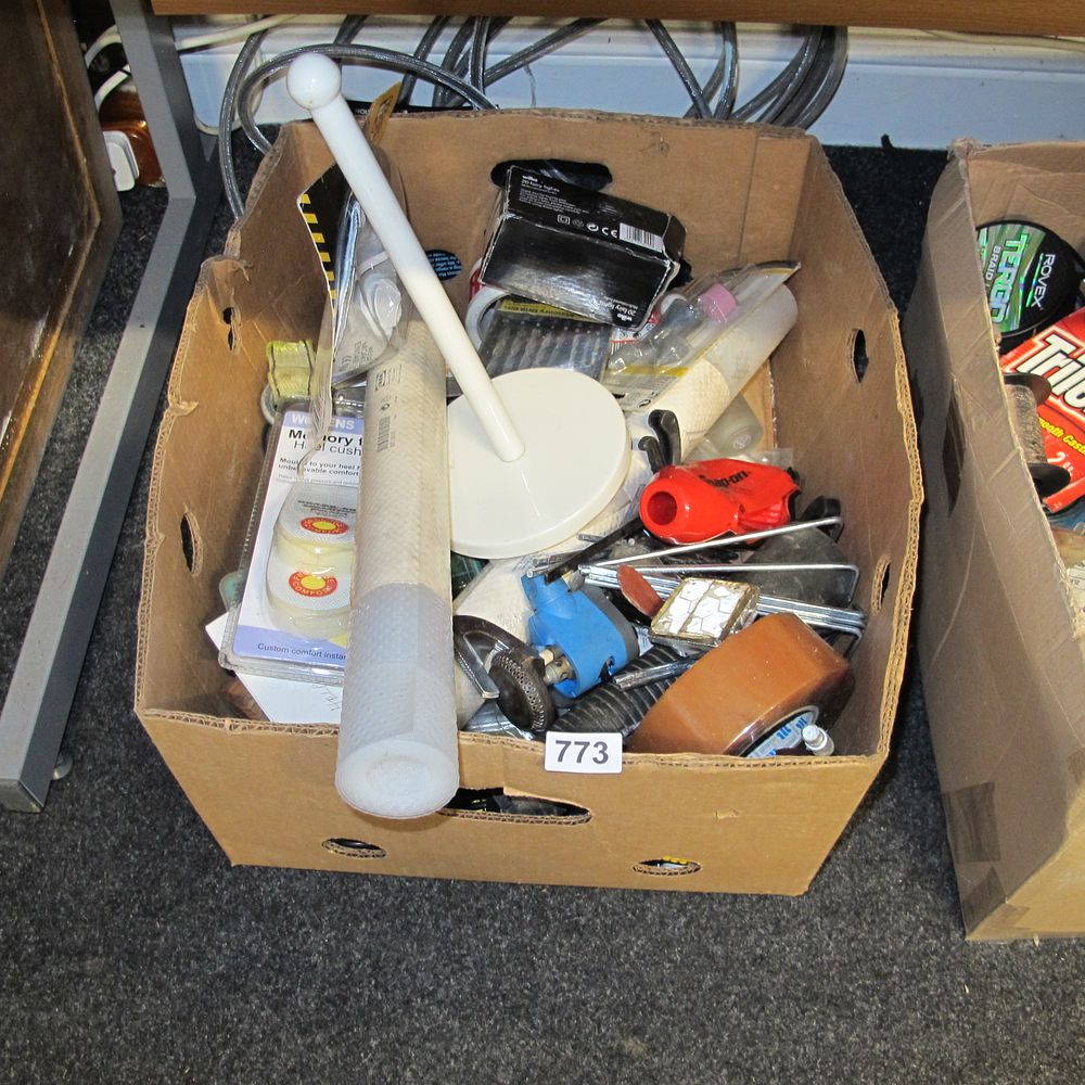 Lot 773: Miscellaneous Box of Household Items & Tools